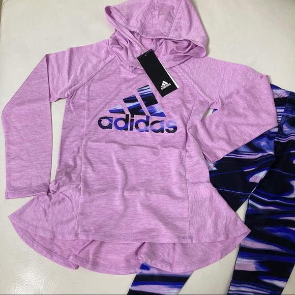 Adidas Pink hoodie cute active performance dri-fit set 4031 - Picture 2 of 6